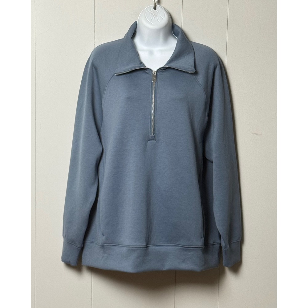 NWT YPB Abercrombie & Fitch Women's neoKNIT Half-Zip Sweatshirt Blue Size Medium